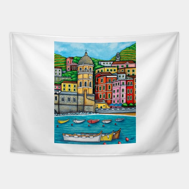 Colours of Vernazza, Cinque Terre Tapestry by LisaLorenz