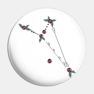 Octans (Octant) Constellation Roses and Hearts Doodle Pin