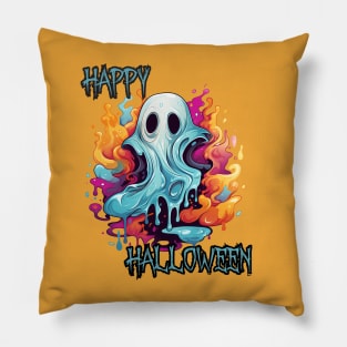 Spooky Ghost Happy Halloween Pillow