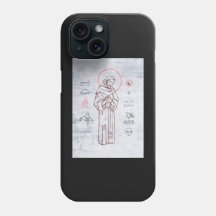 Saint Francis of Asis and christian symbols illustration Phone Case