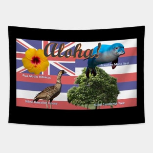 Aloha! Hawaii State Flag and State Symbols Tapestry