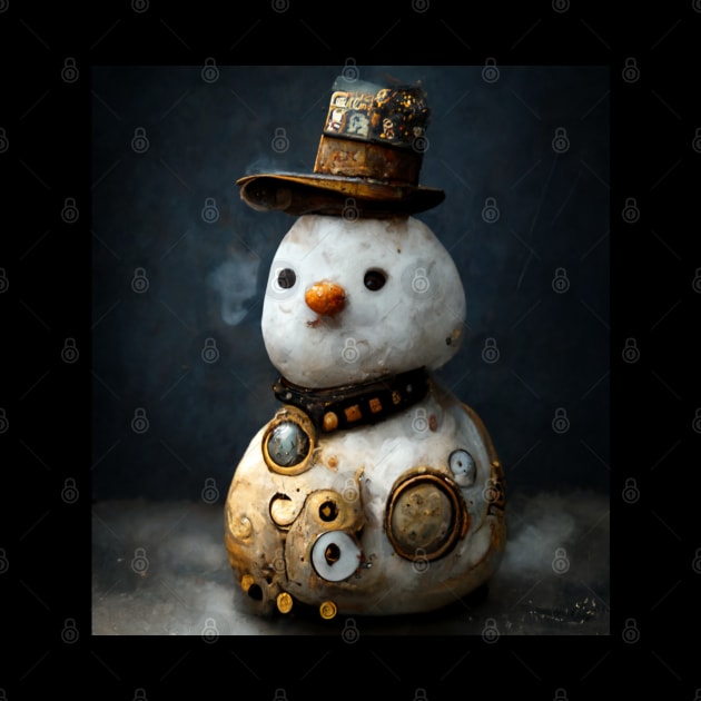 Steampunk Snowman Frosty Scene by mw1designsart