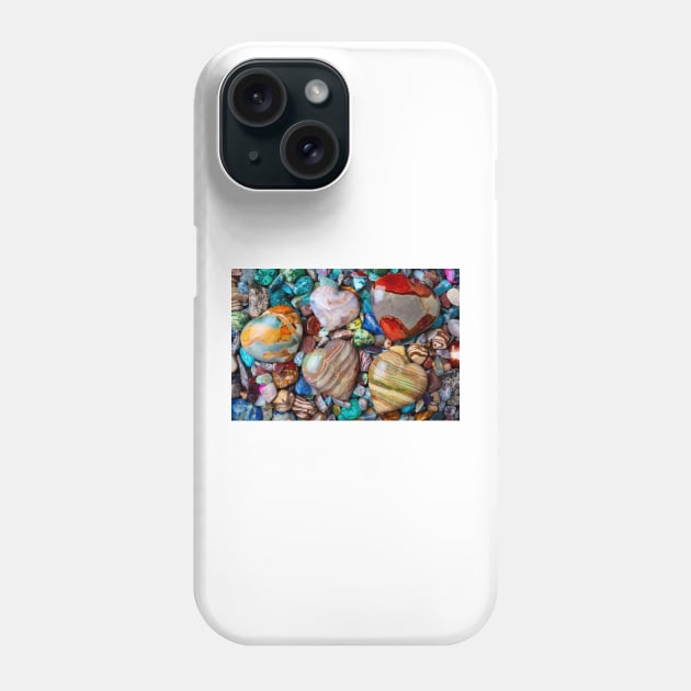 Five Stone Hearts On Pile Of Polished Stones Phone Case by photogarry