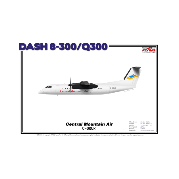 DeHavilland Canada Dash 8-300/Q300 - Central Mountain Air (Art Print) by TheArtofFlying