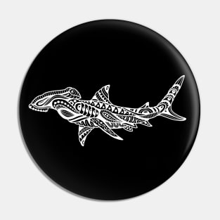 Abstract hammerhead shark white Pin