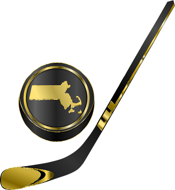 NHL - MA Blacl Gold Stick and Puck Kids T-Shirt by geodesyn