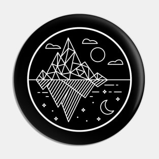 Two Geometric Mountains Day and Night Line Art Pin