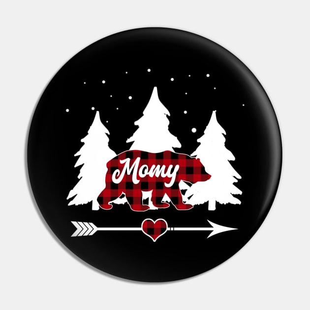 Momy Bear Buffalo Plaid Christmas Matching Family Pajama Pin by Soema