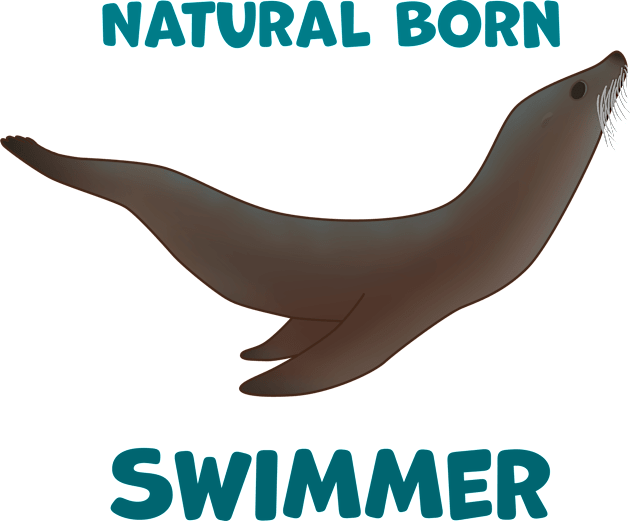 Natural Born Swimmer Sea Lion Edition Kids T-Shirt by Xavier Wendling