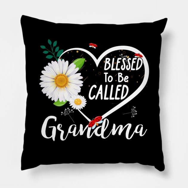 Blessed To Be Called Grandma Tee Proud Grandma Shirt Womens Funny Letters Printed Grandmother Pillow by Otis Patrick