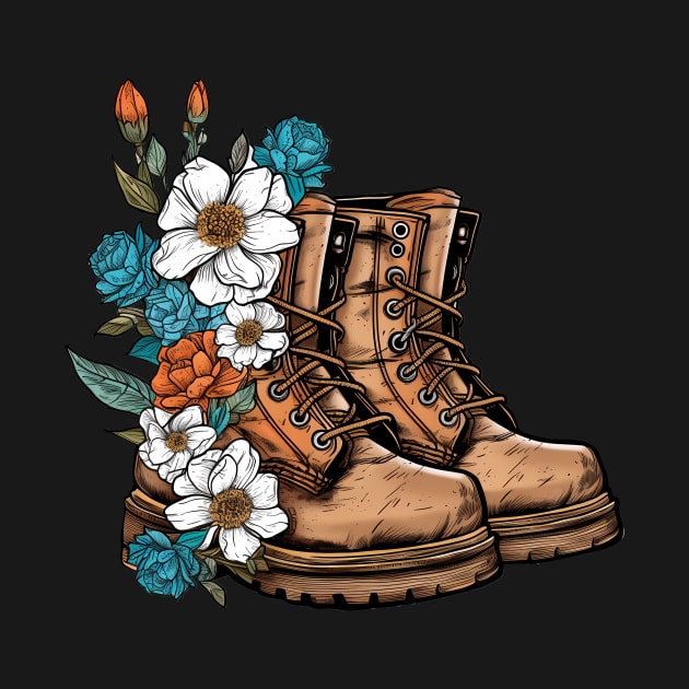 Blooming Boots: Nature's Style Inspiring Wanderlust Adventures by TeeTopiaNovelty