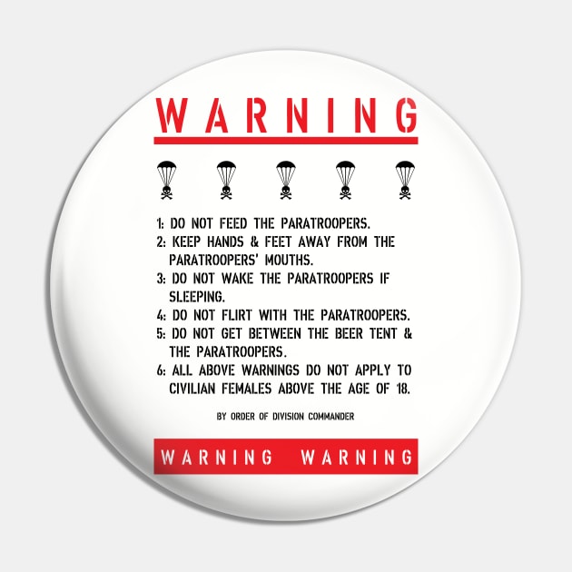 Paratrooper Warning Sign Pin by Baggss