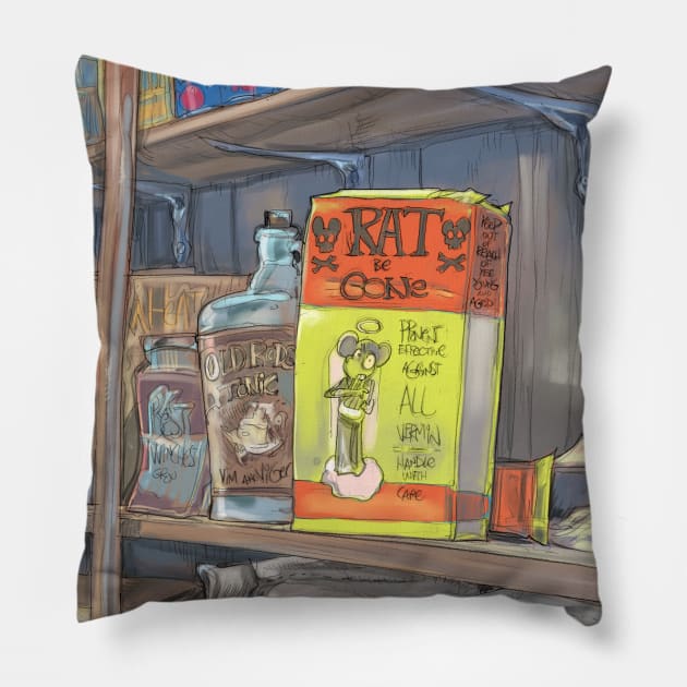 Rat Be Gone Pillow by Grindwheel Games Store