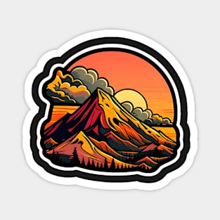 Sunset Mountain Sticker #5 Magnet