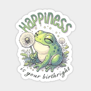 Dandelion Frog With the Motivational Words "Happiness Is Your Birthright" Magnet