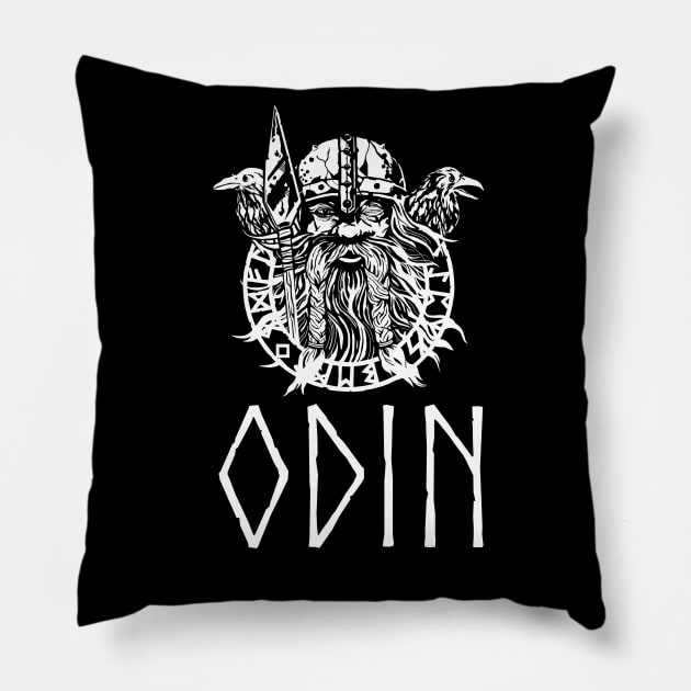 Ancient Nordic Medieval Germanic Mythology Norse God Odin Pillow by Styr Designs