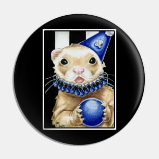 Blue Jester Ferret - White Outlined Version Pin