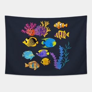 The Story of the Sea,tropical fish, coral reefs, seaweed Tapestry