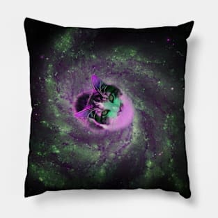 Cat in the center of Space Pillow