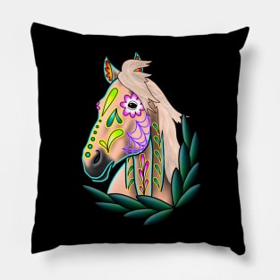 Day of the Dead Light Palomino Sugar Skull Horse Pillow