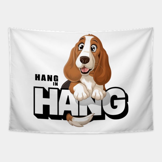 Funny basset hound puppy dog-hang in there Tapestry by Tee.gram