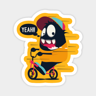 Monster Riding Bike Magnet