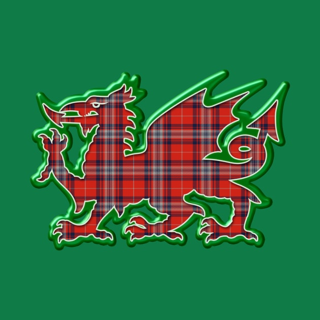 The Harry / Harrison Family Tartan Cymru Welsh Dragon symbol design by Plaidify