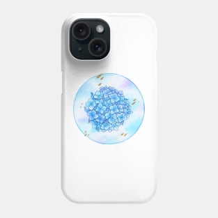 Blue hydrangea circle Phone Case