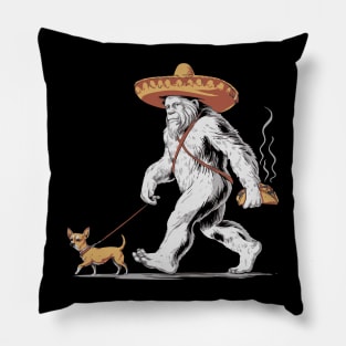 Bigfoot Sasquatch Taco Chihuahua Funny Cinco De Mayo Mexican Pillow