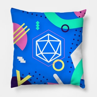 Polyhedral Dice Set Memphis Design Neon Blue Tabletop RPG Pillow