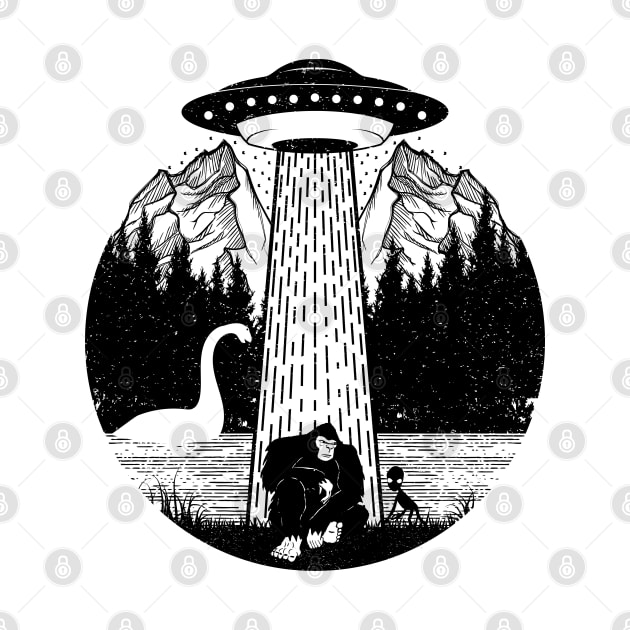 Bigfoot Ufo Abduction Alien Loch Ness Monster by Tesszero