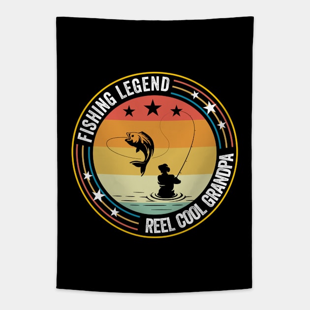 Grandpa - Fishing Legend Reel Cool Grandpa Tapestry by Kudostees