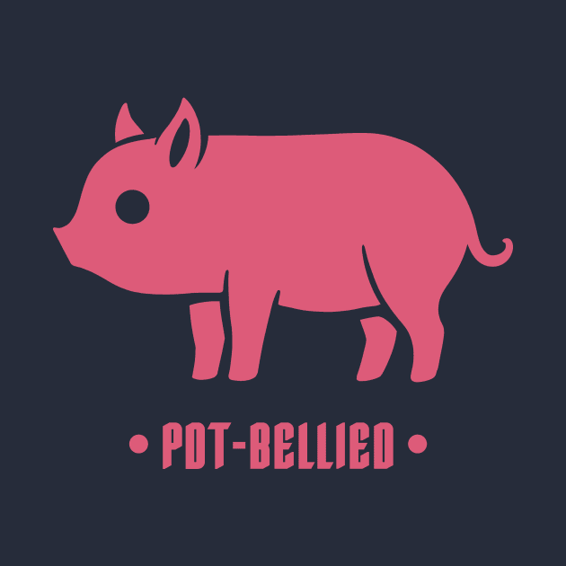 Small Potbelly Piglet. Cute minimal art for big fans, pink ink by croquis design