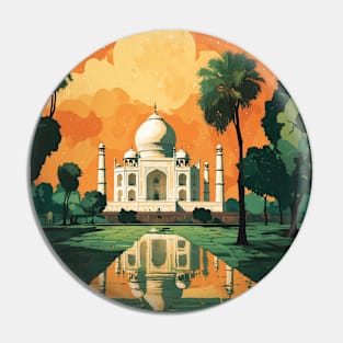 Agra India Starry Night Vintage Tourism Travel Pin