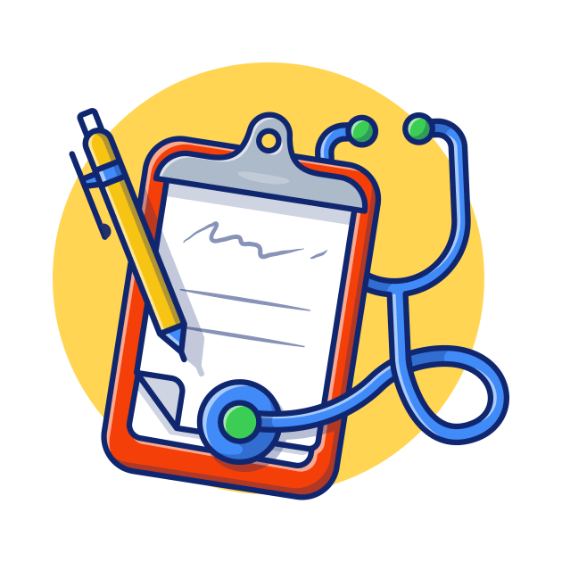 Clipboard paper with stethoscope and pen by Catalyst Labs