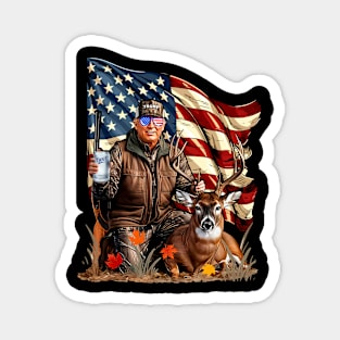 Retro Trump Hunting Deer Funny Beer Drinking Beer Hunting Magnet