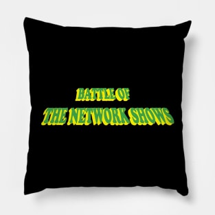 Battle of the Network Shows Podcast Logo Green and Yellow Pillow