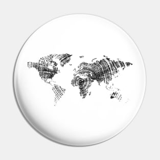 World map in black tree ring pattern Pin