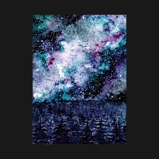 Watercolor Space And Forest T-Shirt