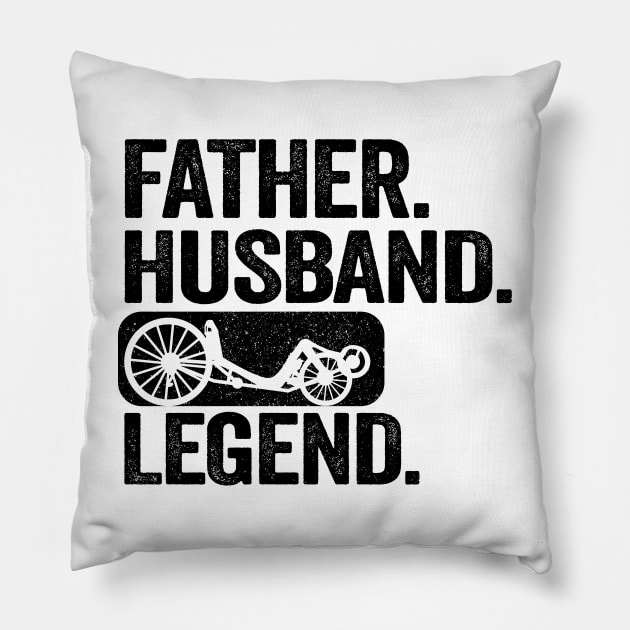 Father Husband Recumbent Legend Funny Recumbent Bike Pillow by Kuehni