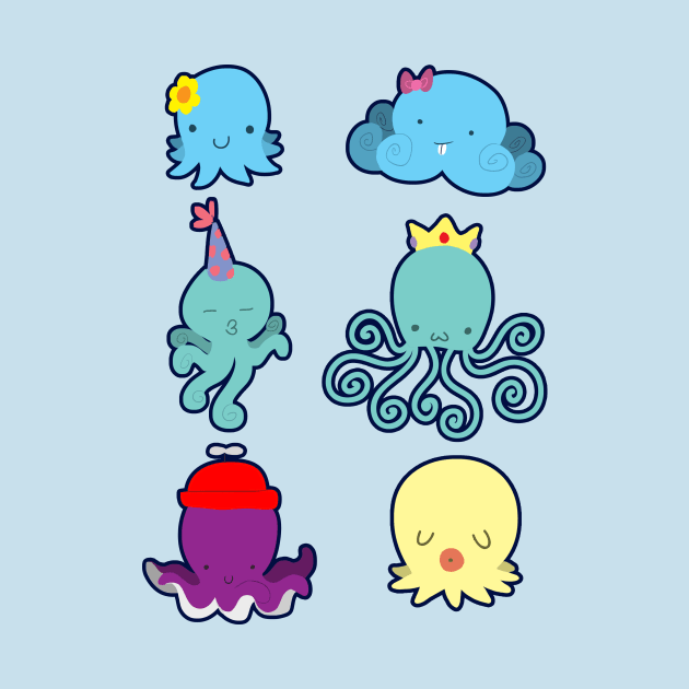 Six Cute Little Octopus by saradaboru