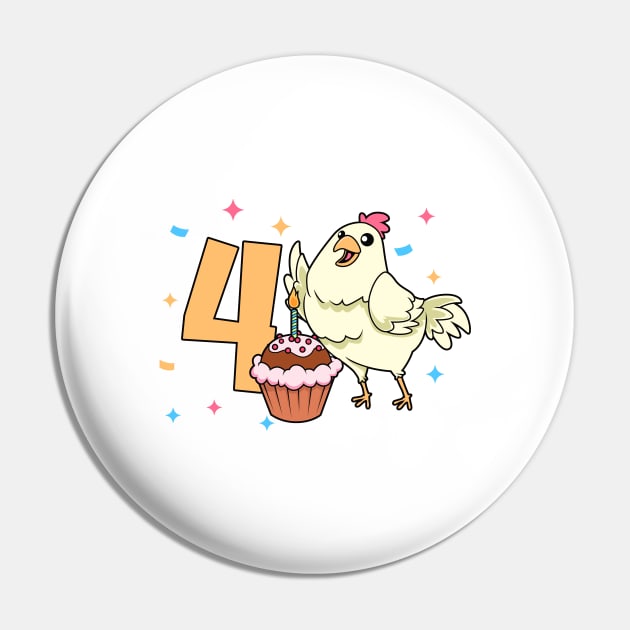 I am 4 with chicken - kids birthday 4 years old Pin by Modern Medieval Design