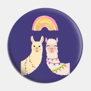 Llamas under the Rainbow Pin
