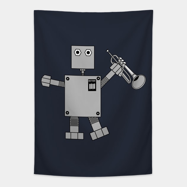 Trumpet Robot Tapestry by Barthol Graphics