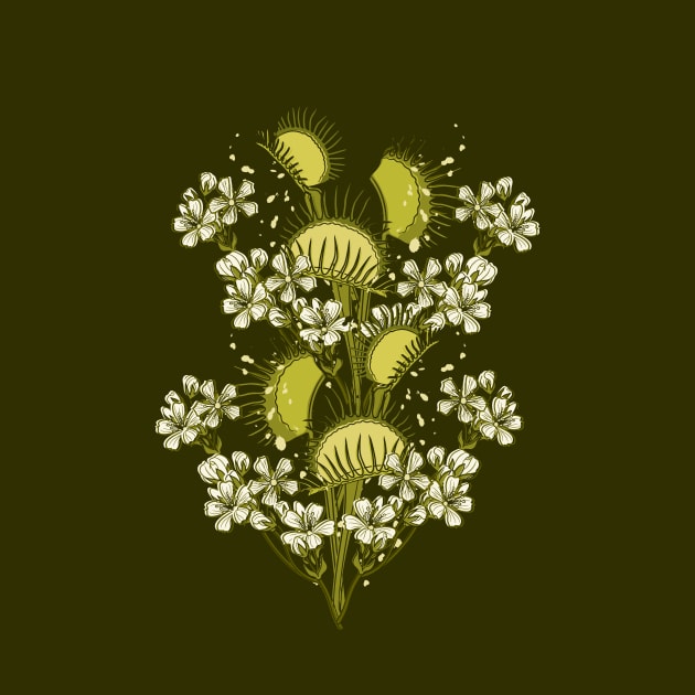 Venus Flytrap-Monochromatic by Pamelandia