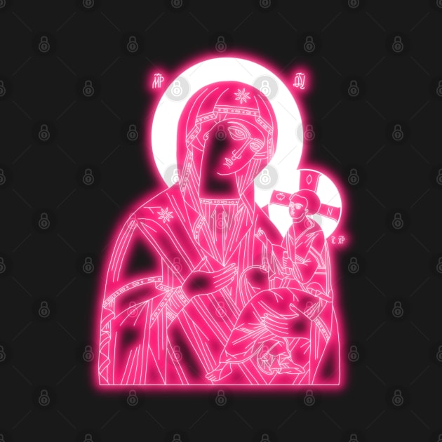 Pink Neon Orthodox Icon of Virgin Mary and Jesus-Christ by la chataigne qui vole ⭐⭐⭐⭐⭐