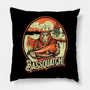 Bassquatch Bass Fisherman Sasquatch Funny Bigfoot Fishing Pillow