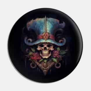 Baroque Pirate Skull: A Vintage Treasure Pin