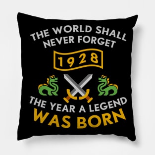 1928 The Year A Legend Was Born Dragons and Swords Design (Light) Pillow