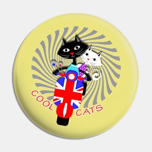 Union Jack Cute British Retro Scooter Cute Cool Cats Pin